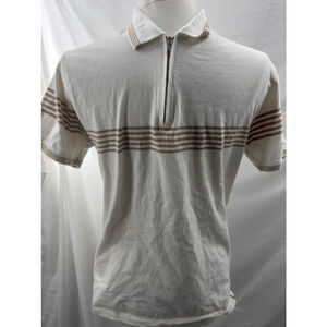 Cactus Man short sleeve polo shirt cream with tan stripes size medium